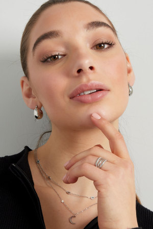 Boucles D'oreilles Mini Demi-Lune Grossière - Dorées h5 Image4