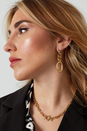 Boucles D'couleur Oreilles Grands/Petits Maillons - Argent/Couleur Or h5 Image3