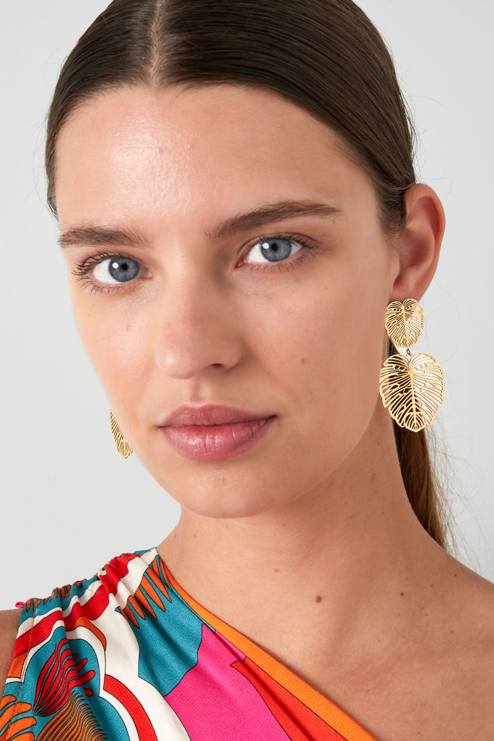 Boucles D'couleur Oreilles Feuille & Feuille - Couleur Or Acier Inoxydable Image2