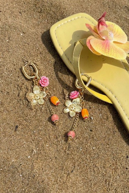 Boucles d'oreilles en perles d'acier inoxydable, style floral, collection romantique décontractée pour le quotidien, bijoux pour femmes 2