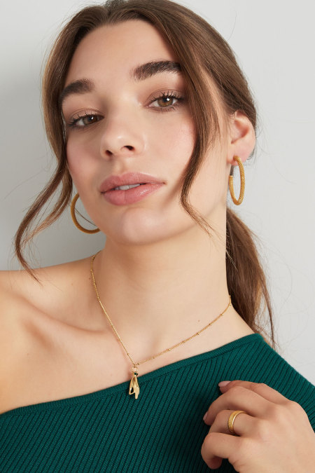Collier breloque main avec pierre - doré/violet 2