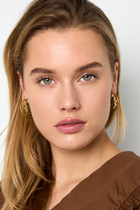 Boucles d'oreilles double créoles torsadées 2
