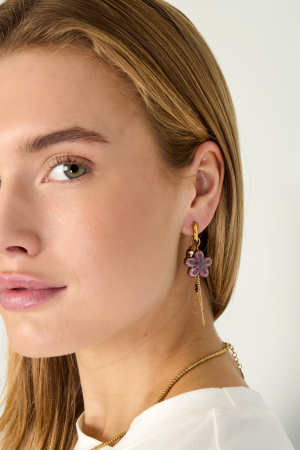 Boucles D'Oreilles Pendantes En Acier Inoxydable, Style Décontracté Et Simple, Série Fleur, Bijoux Pour Femmes h5 Image3