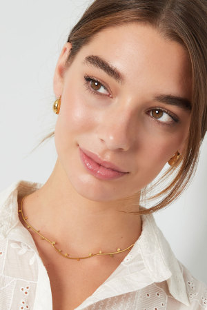 Boucles D'oreilles Mini Demi-Lune Grossière - Dorées h5 Image2