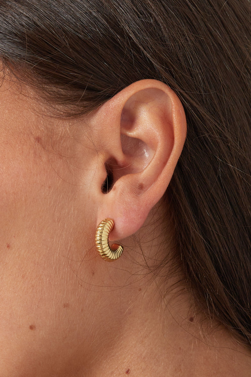 Boucles D'oreilles Demi-Lune Relief - Dorées Image3