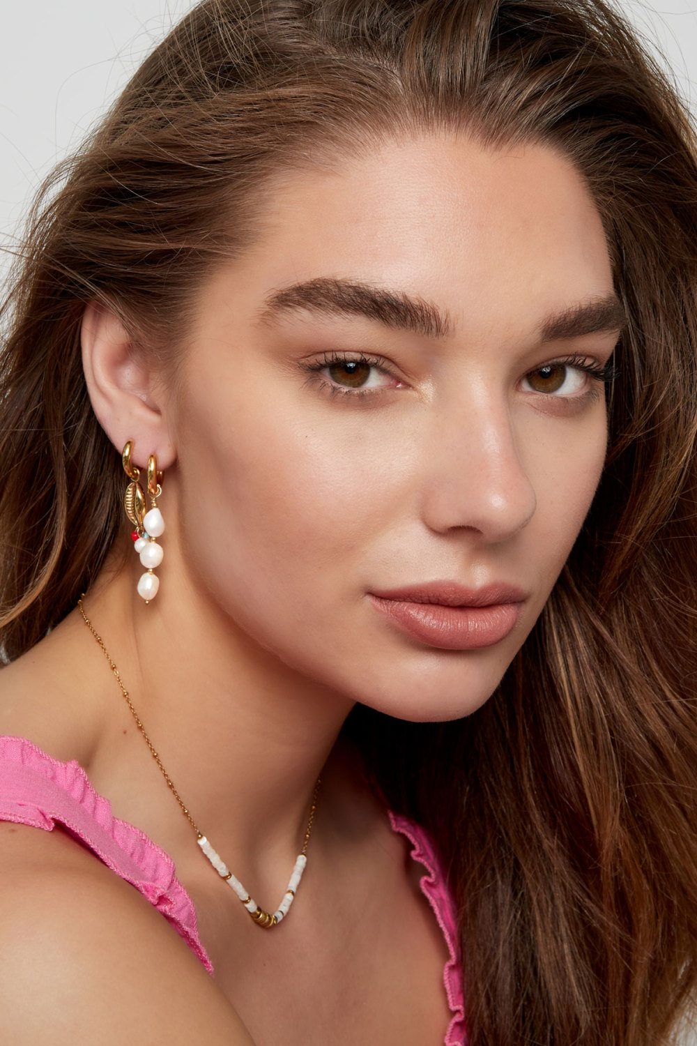 Boucles D'oreilles Perle De Fête - Doré Acier Inoxydable h5Image2