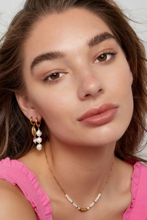 Boucles D'oreilles Perle De Fête - Doré Acier Inoxydable h5 Image4