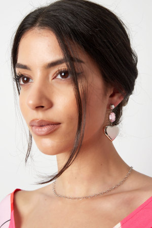 Boucles D'couleur Oreilles Coeur Avec Pierre - Couleur Or/Bleu Acier Inoxydable h5 Image2