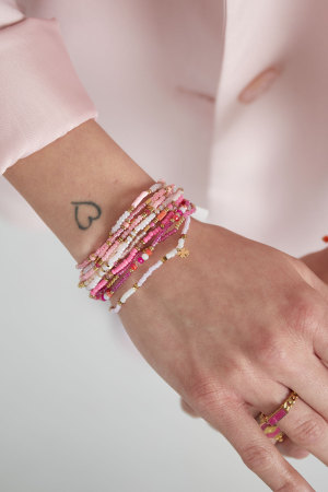 Ensemble De Bracelets Perles Colorées Beige & Couleur Or Acier Inoxydable h5 Image4