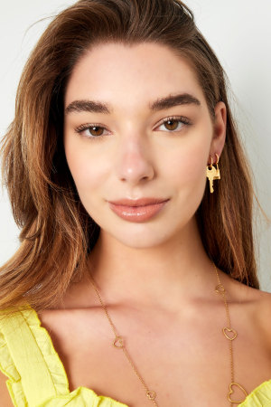 Boucles D'oreilles Clé & Cadenas - Argent Argenté Acier Inoxydable h5 Image4