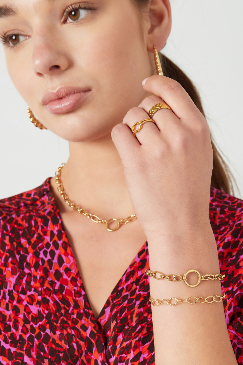 Bracelet Lien Rond - Couleur Or Acier Inoxydable Image4