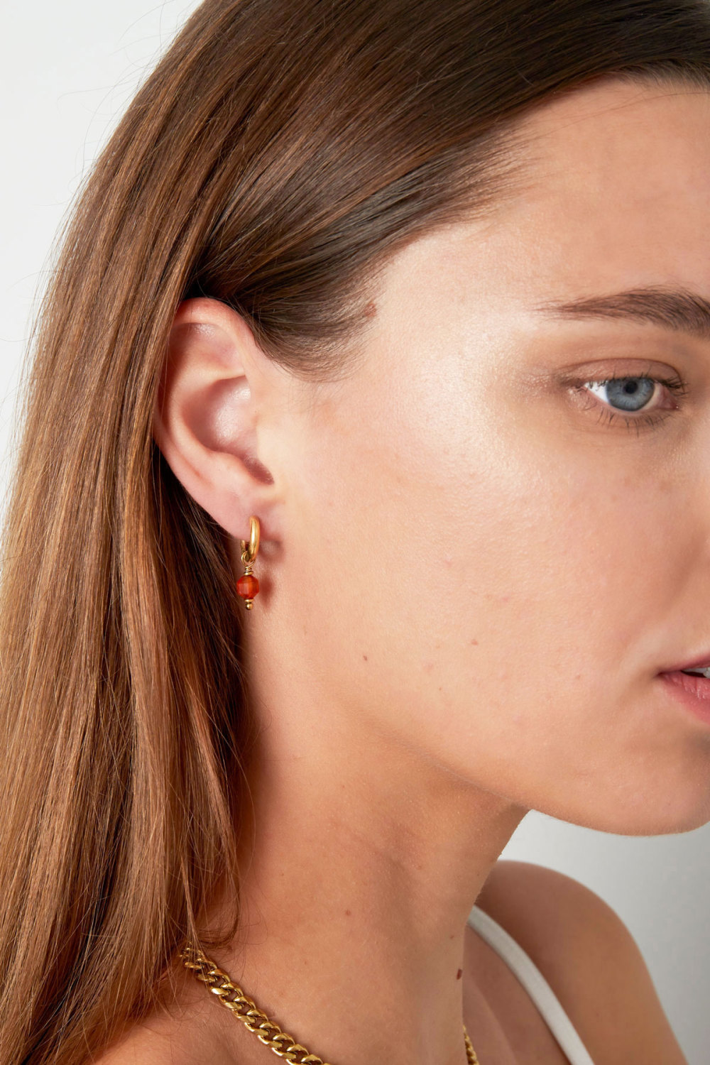 Boucles D'couleur Oreilles Avec Pierre January - Couleur Or/Marron Image3