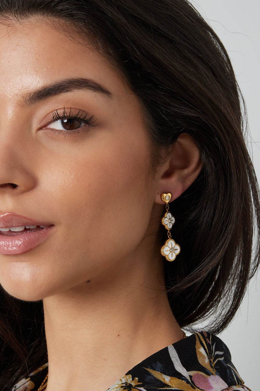 Boucles D'oreilles Guirlande De Fleurs - Argent/Blanc (Pack With Plastic Bag) h5Image3