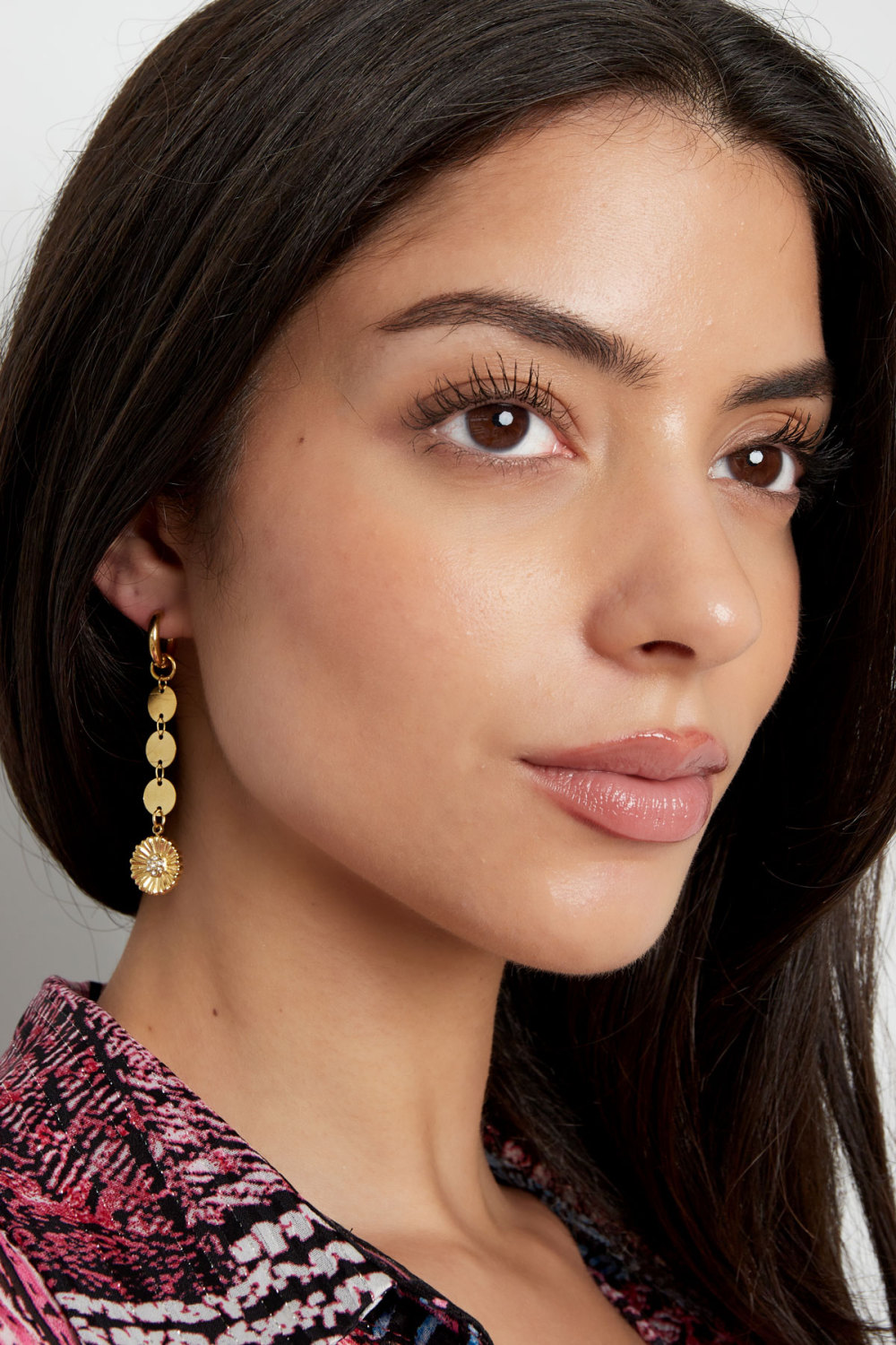 Boucles D'oreilles Collier Rond Avec Fleur h5Image2