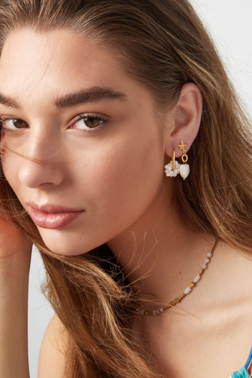 Boucles D'oreilles Perle Fleur - Doré Acier Inoxydable Image2