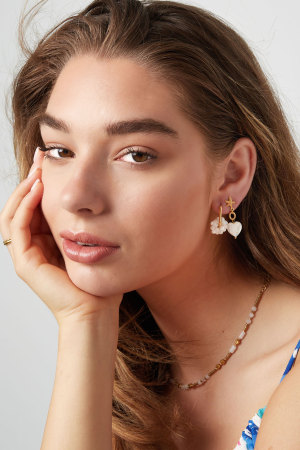 Boucles D'oreilles Perle Fleur - Doré Acier Inoxydable h5 Image4
