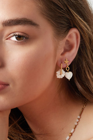 Boucles D'oreilles Perle Fleur - Doré Acier Inoxydable h5 Image3