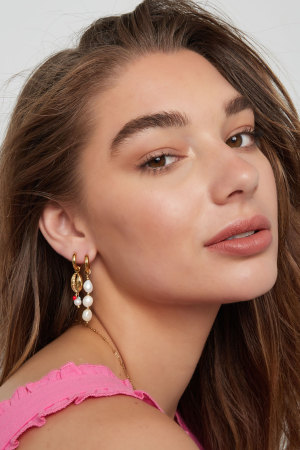 Boucles D'oreilles Coquillage Avec Perles - Doré Acier Inoxydable h5 Image4