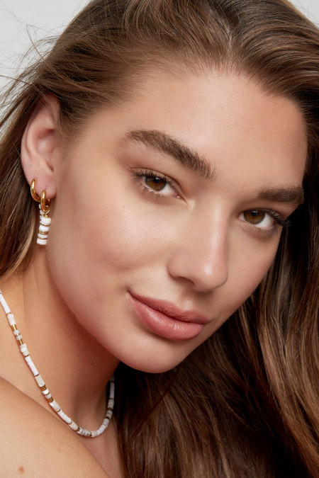 Boucles d'Oreilles Perles Plates - Doré Acier Inoxydable 2