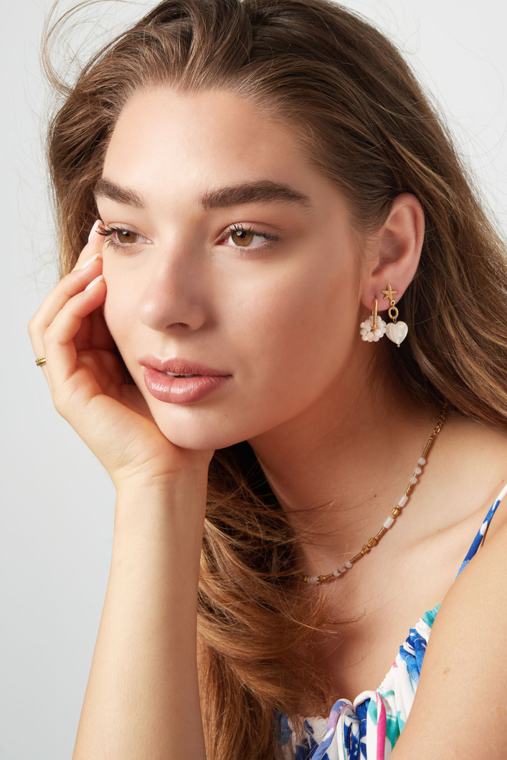 Boucles D'oreilles Étoile De Mer Avec Coeur - Doré Acier Inoxydable h5Image2