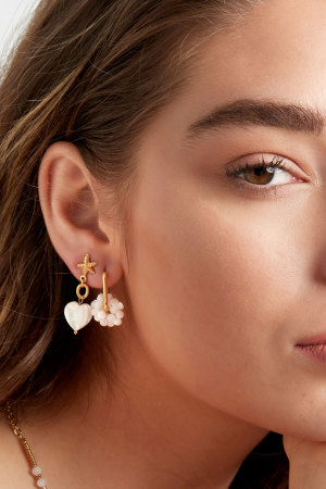Boucles D'oreilles Étoile De Mer Avec Coeur - Doré Acier Inoxydable h5 Image3