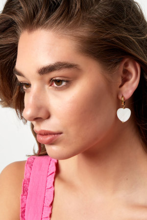 Boucles D'oreilles Grand Coeur Coquillage - Doré Acier Inoxydable h5 Image4