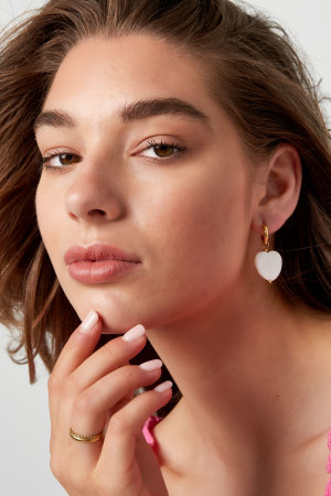 Boucles D'oreilles Grand Coeur Coquillage - Doré Acier Inoxydable h5 Image2