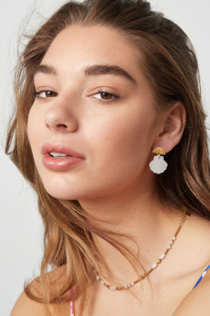 Boucles D'oreilles Forme Asymétrique Coquillage - Doré Acier Inoxydable h5 Image4