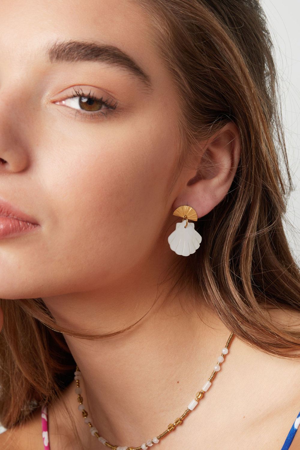 Boucles D'oreilles Forme Asymétrique Coquillage - Doré Acier Inoxydable h5Image3