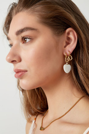 Boucles D'oreilles 2 Fois Coeur - Doré Acier Inoxydable h5 Image2