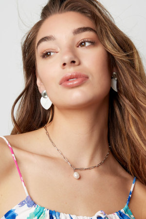 Boucles D'oreilles Coeur & Coeur Pièce - Argent Acier Inoxydable h5 Image2