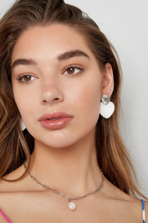 Boucles D'oreilles Coeur & Coeur Pièce - Argent Acier Inoxydable h5 Image4