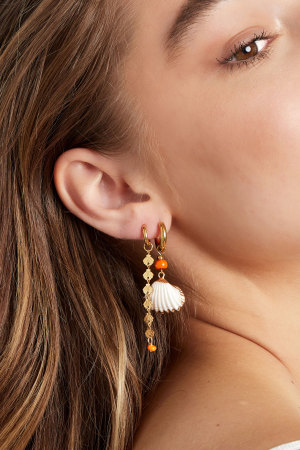 Boucles D'oreilles Coquillage Avec Perle - Doré Acier Inoxydable h5 Image3