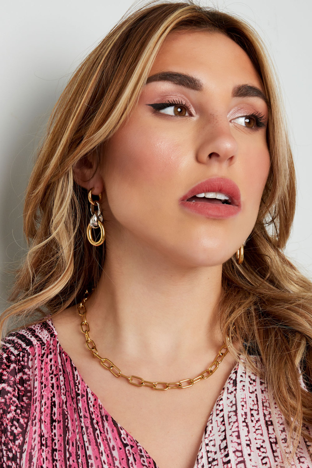 Boucles D'couleur Oreilles Quatre Maillons - Argent/Couleur Or h5Image2