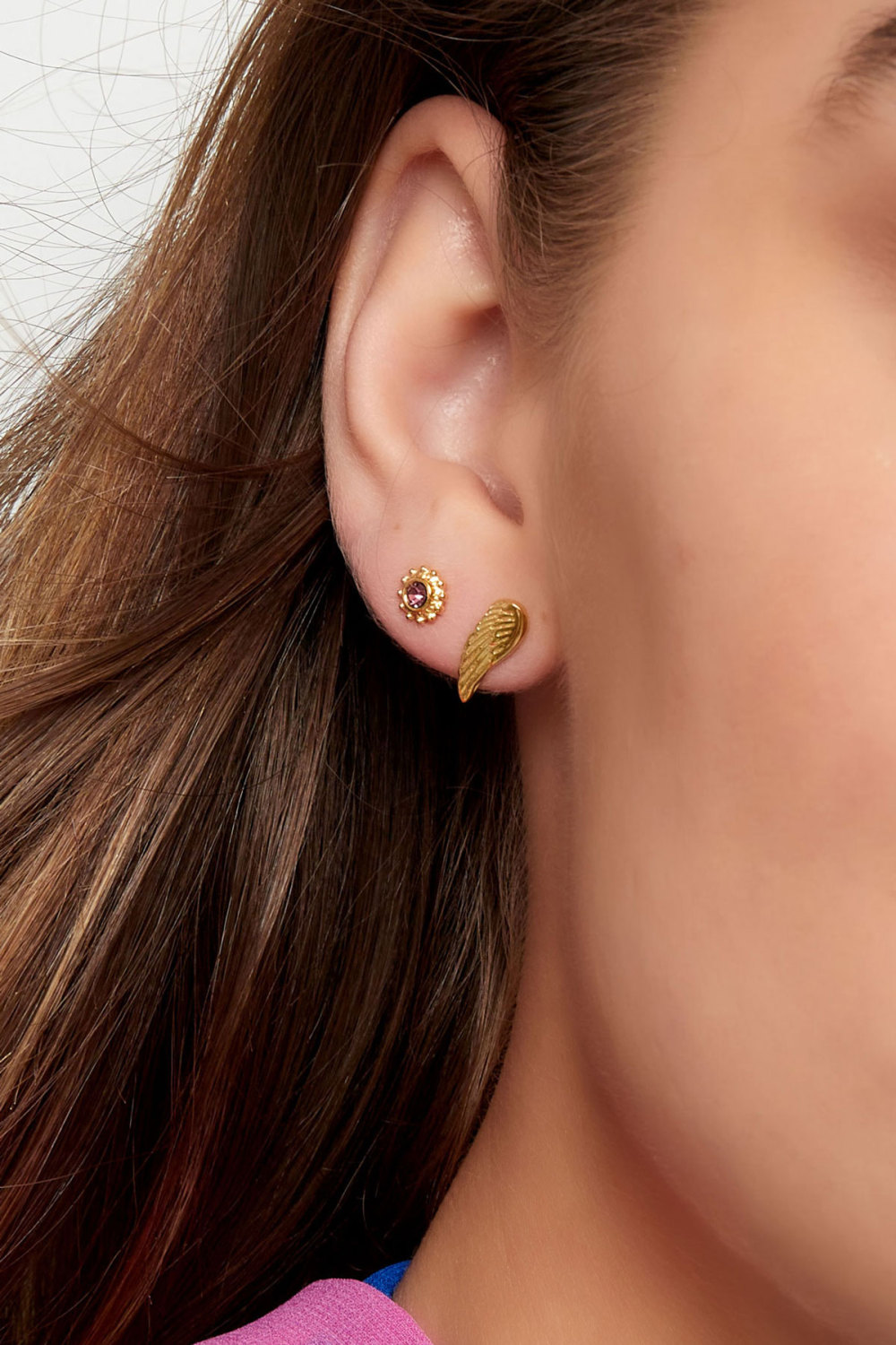 Boucles D'oreilles Clous Ailes - Doré Acier Inoxydable Image3