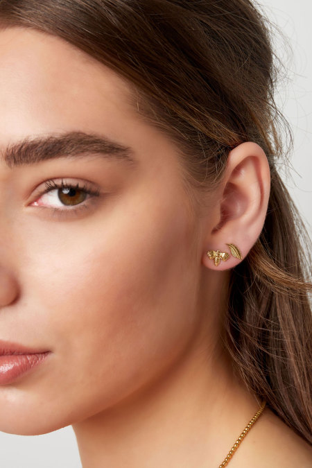Clous d'oreilles Plume - Doré Acier Inoxydable 2