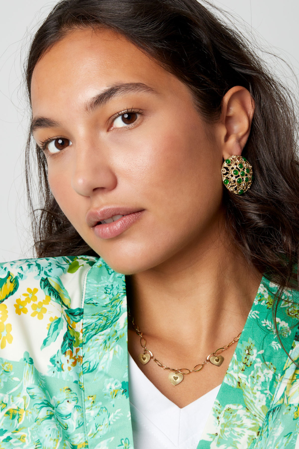 Boucles D'oreilles Mandela Avec Pierres Vertes Image2