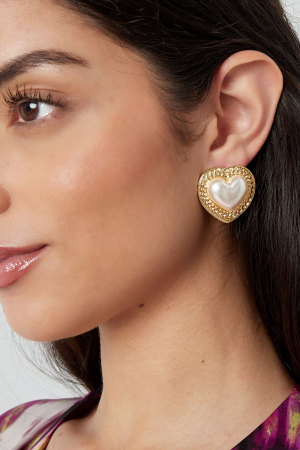 Boucles D'oreilles Coeur Perle h5 Image3