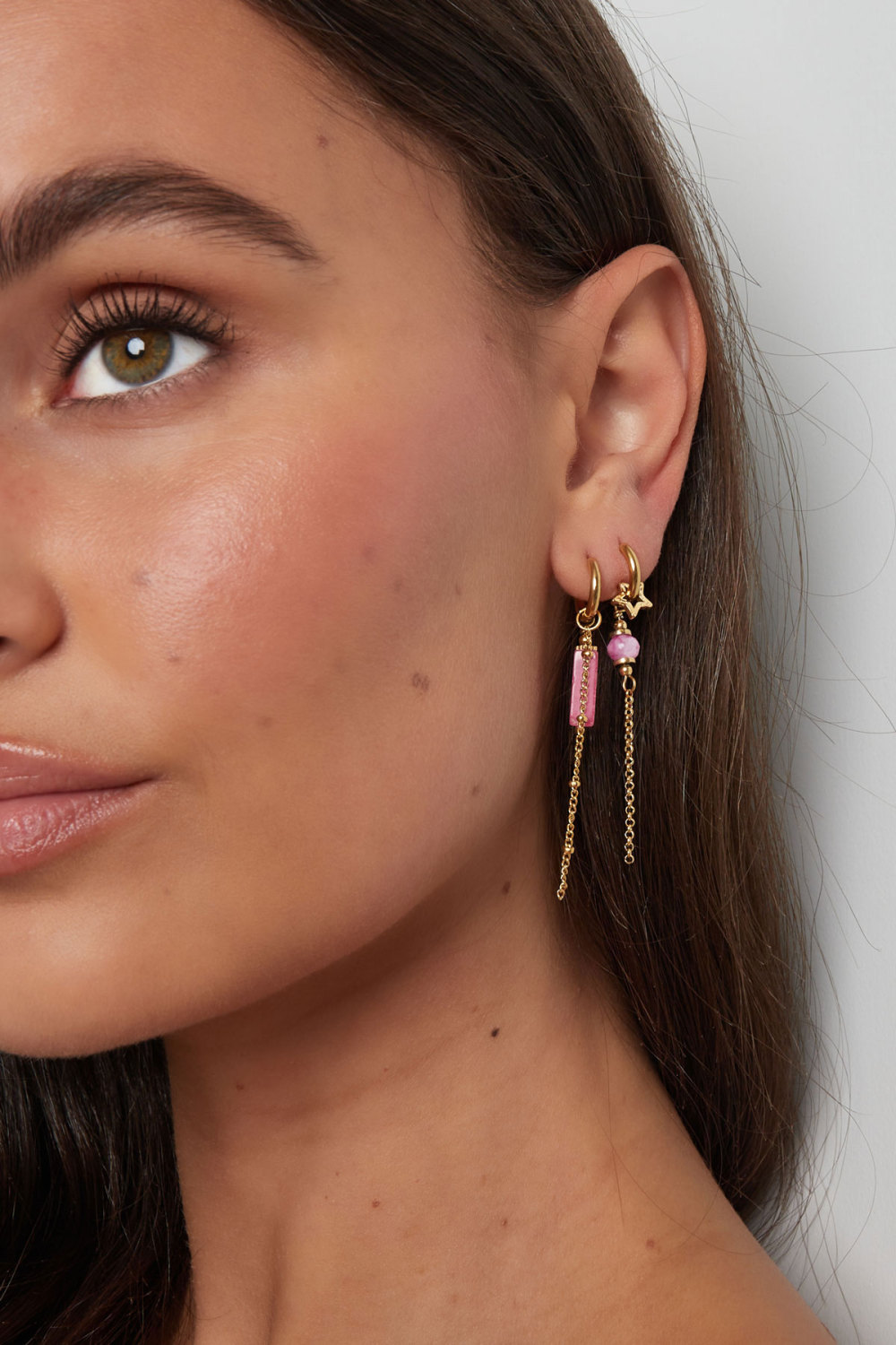 Boucles D'oreilles Avec Pendentif Perle - Doré/Rose Acier Inoxydable h5Image3