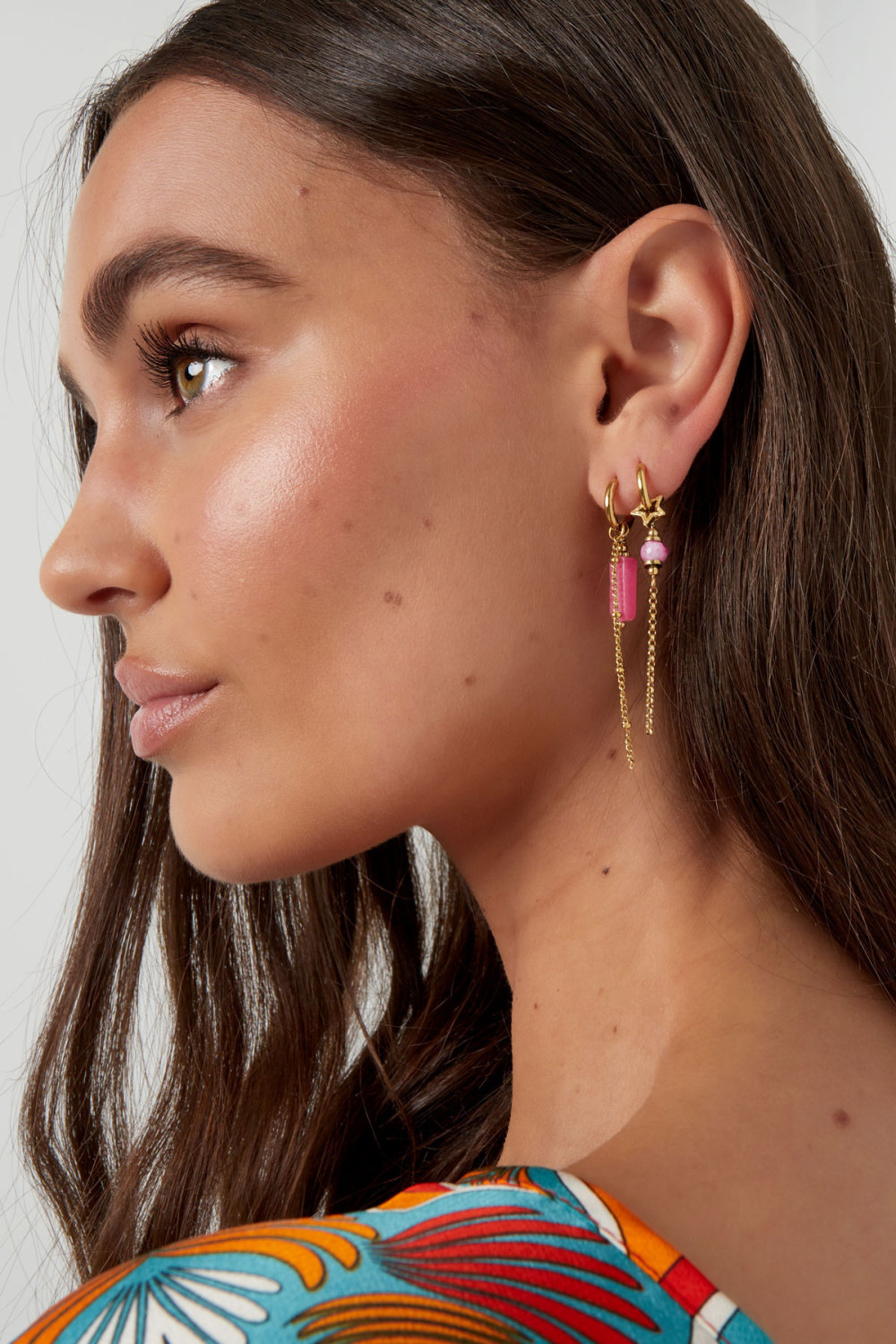 Boucles D'oreilles Avec Pendentif Perle - Doré/Rose Acier Inoxydable h5Image4
