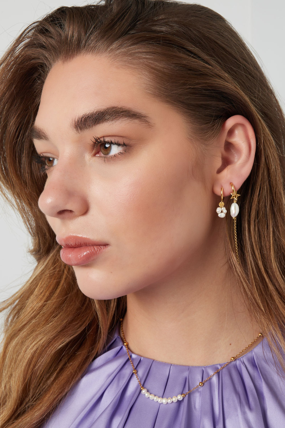 Boucles D'oreilles Avec Pendentif Perle - Acier Inoxydable h5Image4