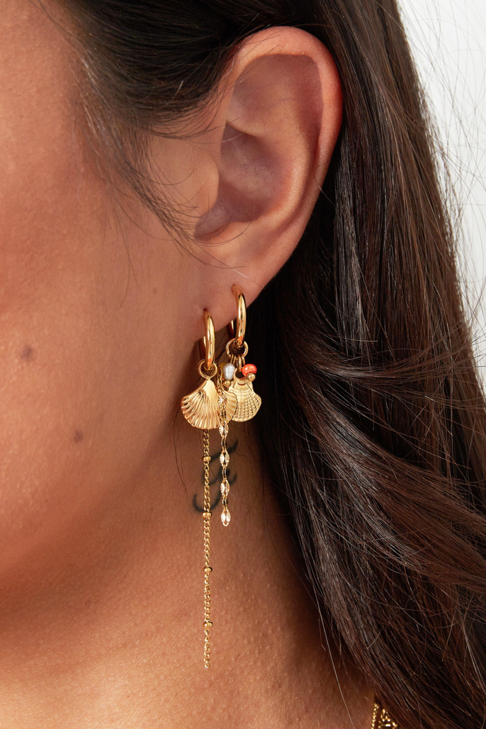 Boucles D'oreilles Coquillage Avec Chaîne Image3