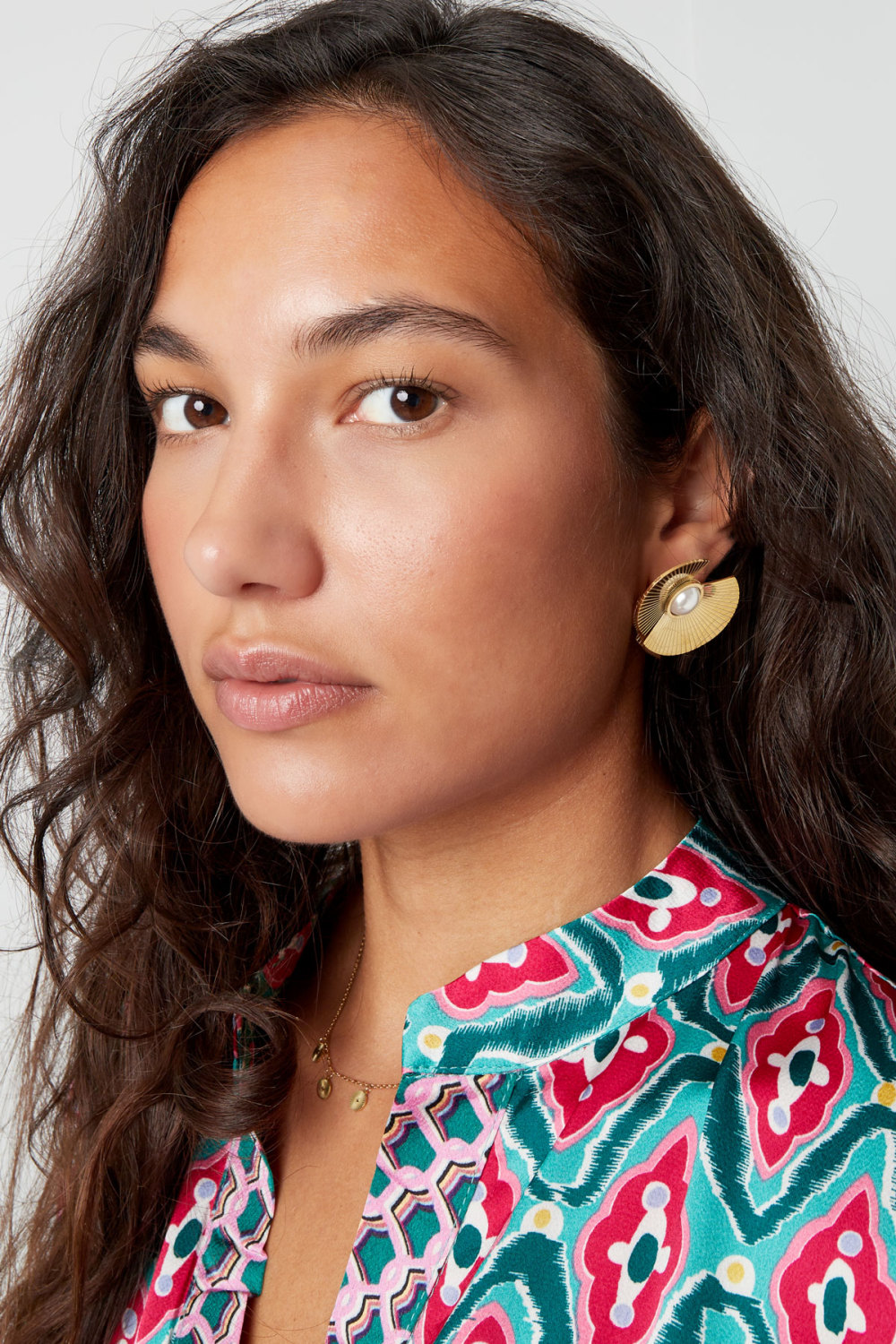 Boucles D'oreilles Demi-Cercles Avec Perle h5Image2