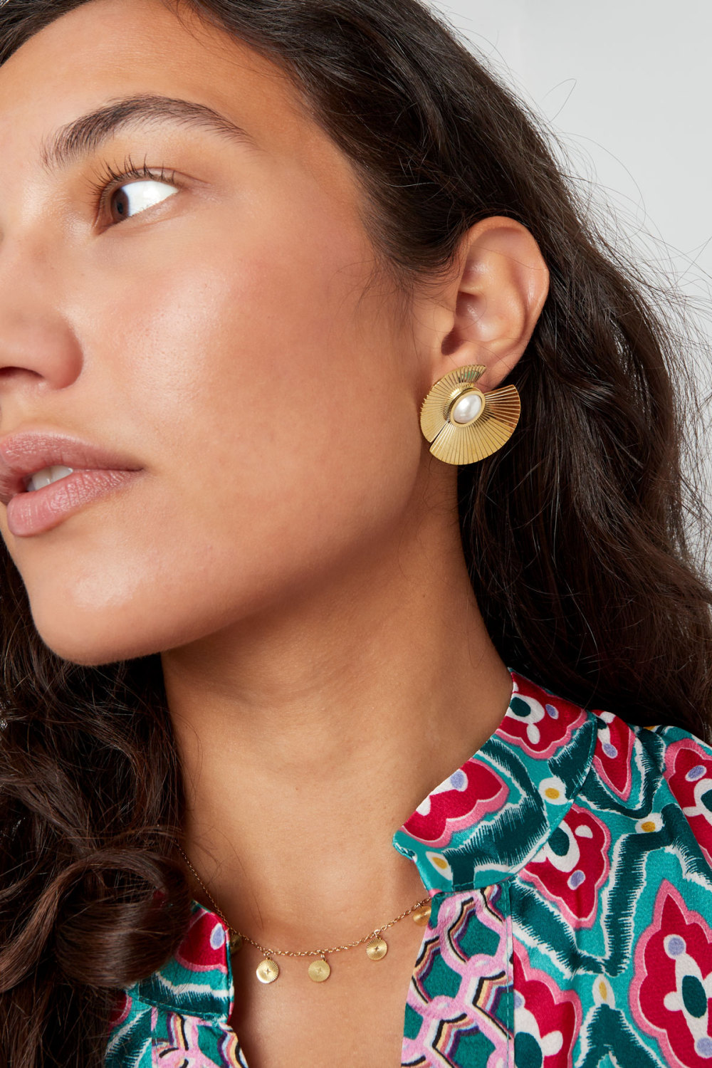 Boucles D'oreilles Demi-Cercles Avec Perle h5Image3