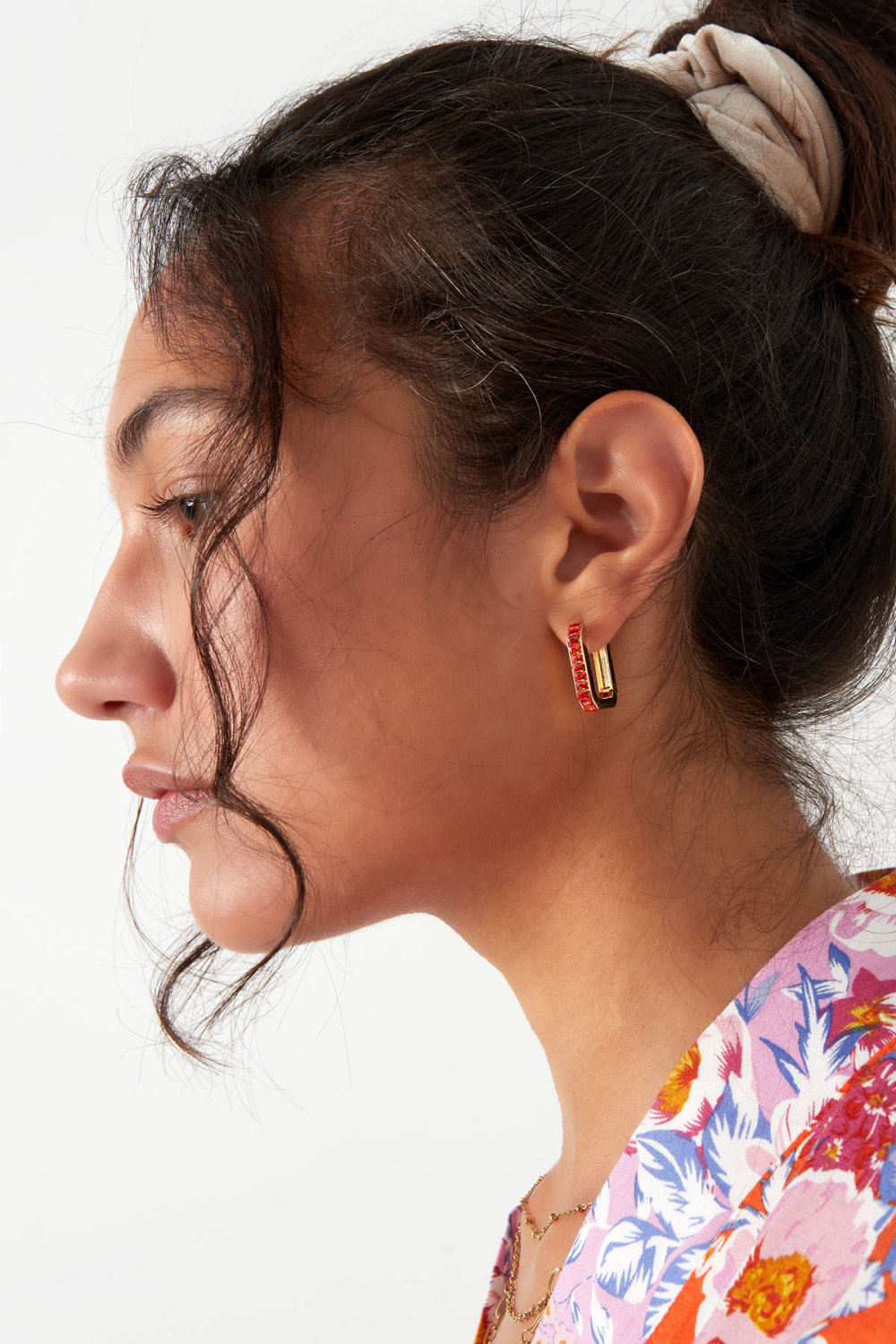 Boucles D'couleur Oreilles Pierres Allongées - Couleur Or/Blanc h5Image3