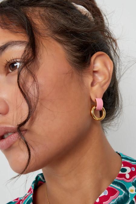 boucle d'oreille double couche bleu 2