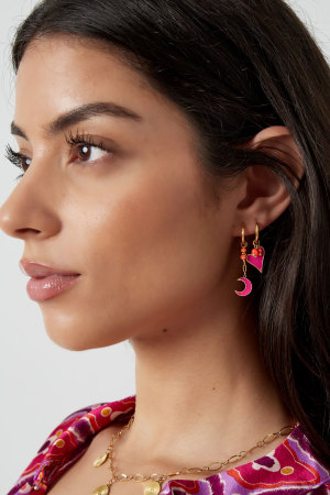 Boucle D'oreille Coeur Avec Perles Rose h5 Image4