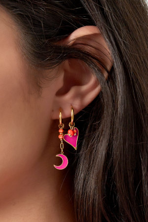 Boucle D'oreille Coeur Avec Perles Rose h5 Image3