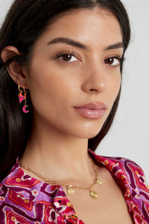 Boucle D'oreille Coeur Avec Perles Rose h5 Image2