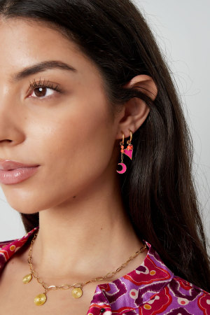 Boucles D'oreilles Avec Perles Et Pendentif Lune Rose h5 Image2